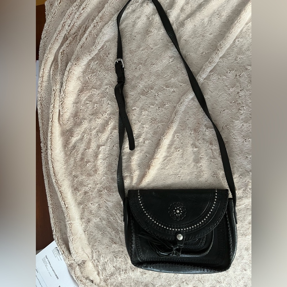 Patricia Nash Black Leather Crossbody Bag